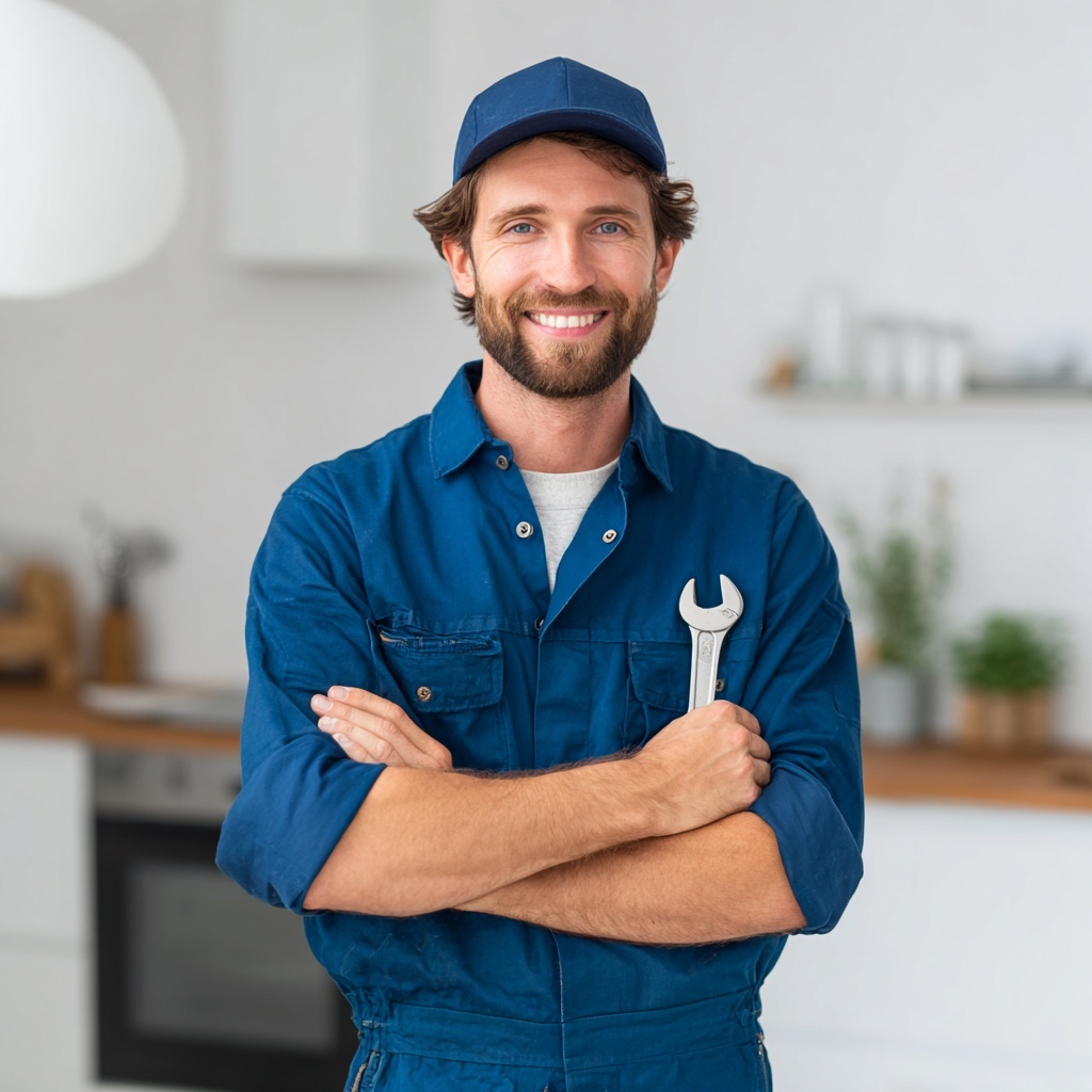 image d'un plombier qui rend service à un client