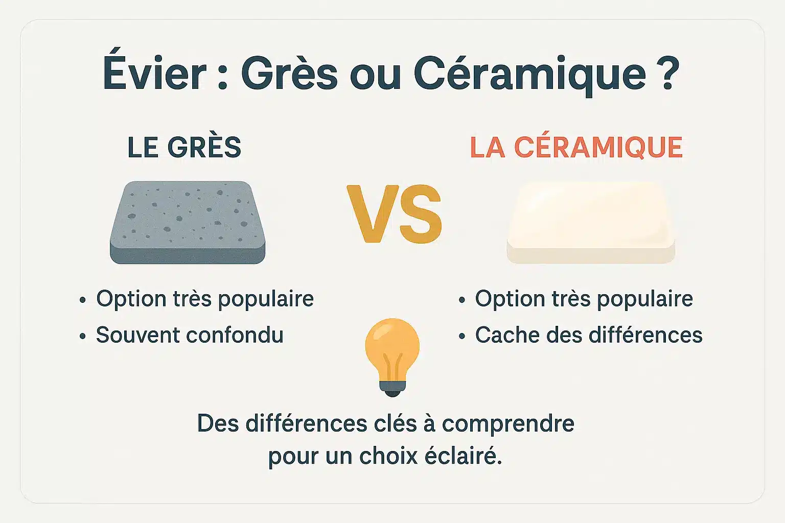 Comparaison éviers en grès et céramique
