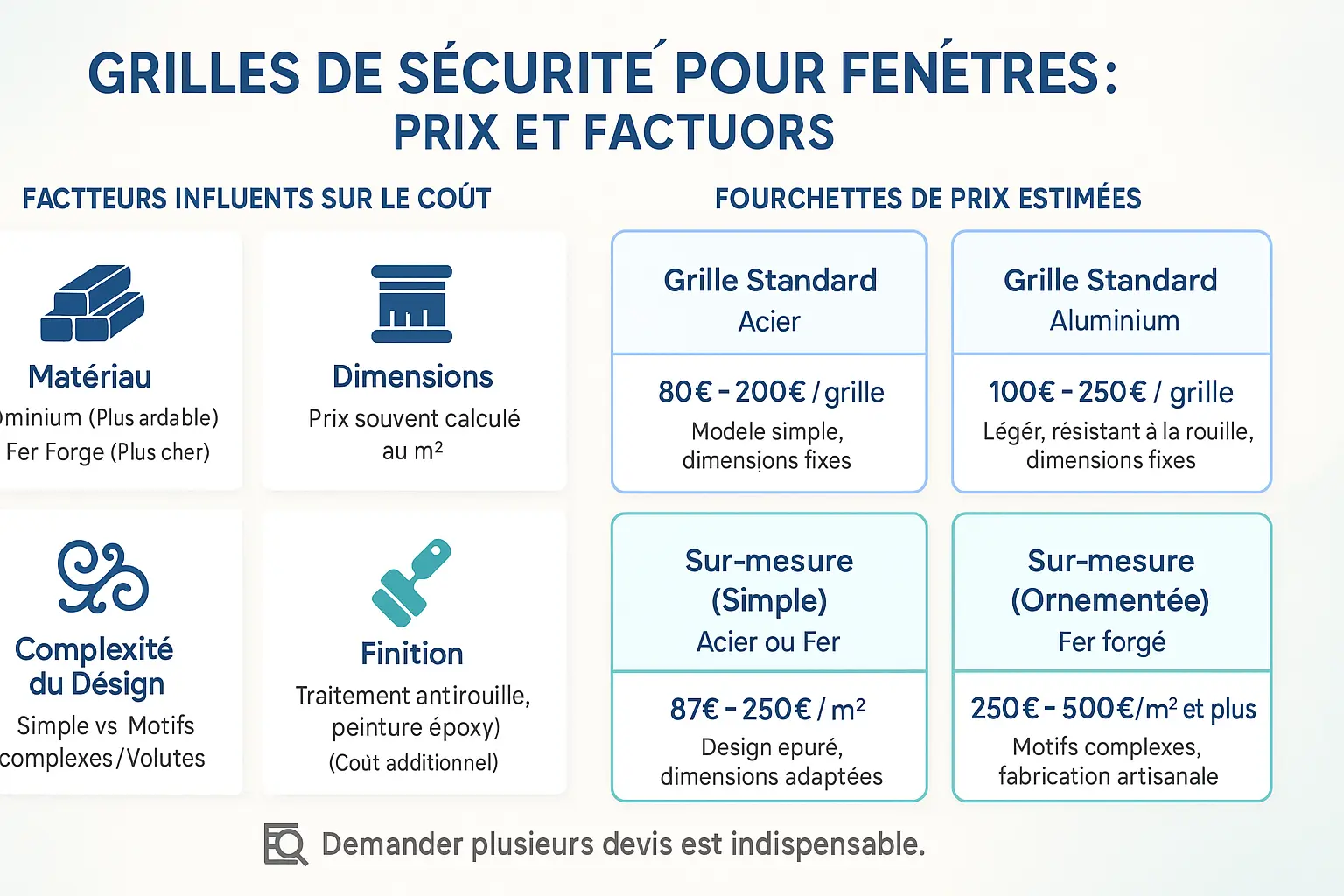 Différents modèles de grilles de protection pour fenêtres