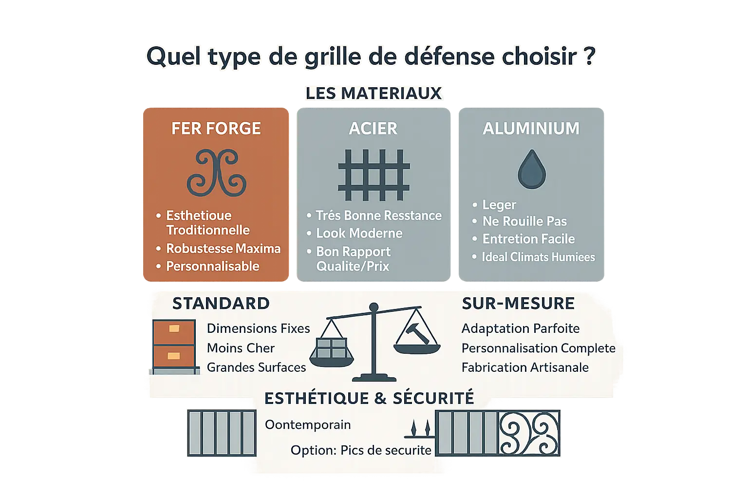 Comparatif des matériaux et styles de grilles de protection pour fenêtre