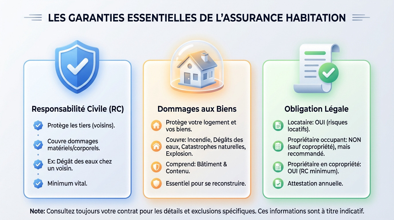 Illustration des garanties essentielles comme l'incendie et le dégât des eaux pour une assurance habitation complète