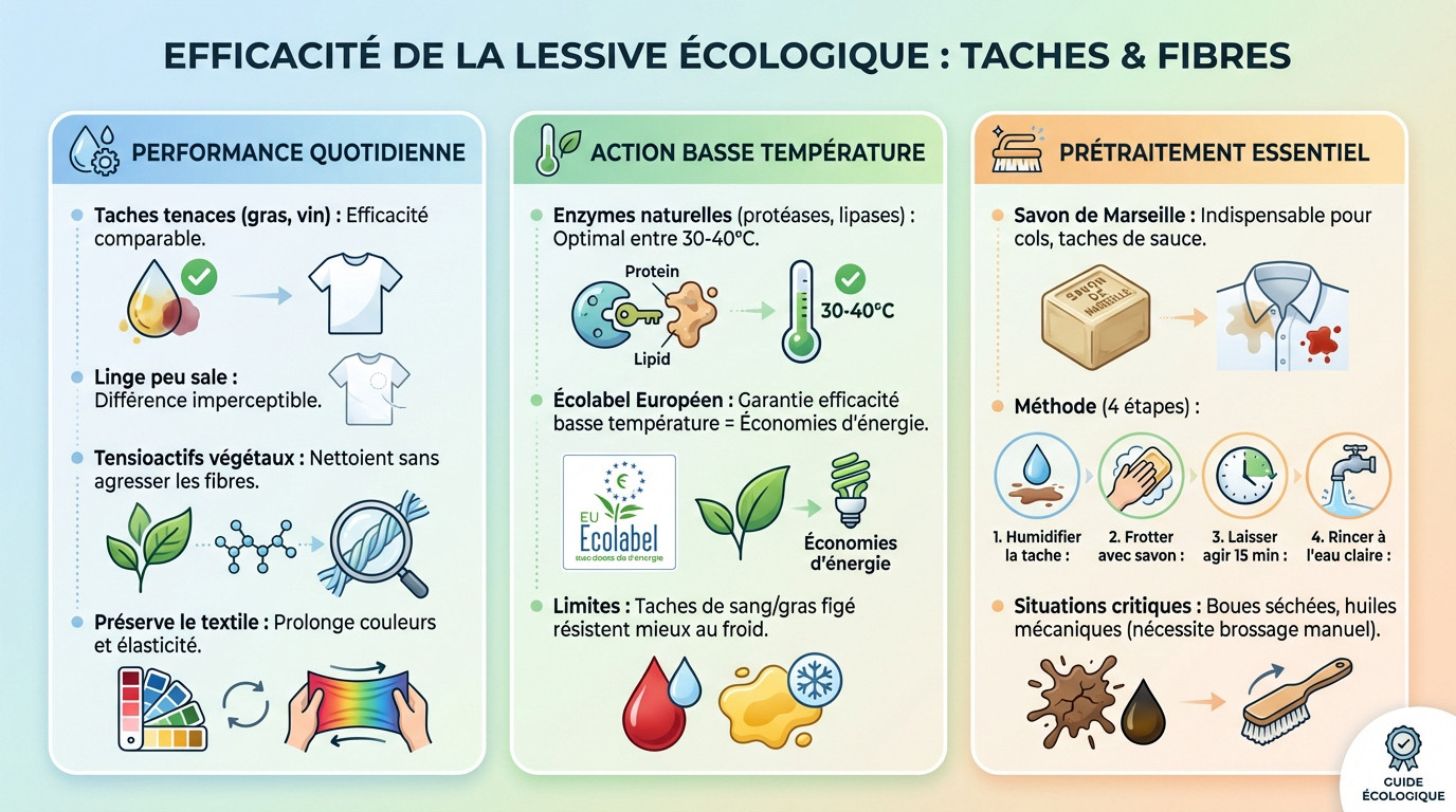 Efficacité de la lessive écologique sur les taches et les fibres textiles