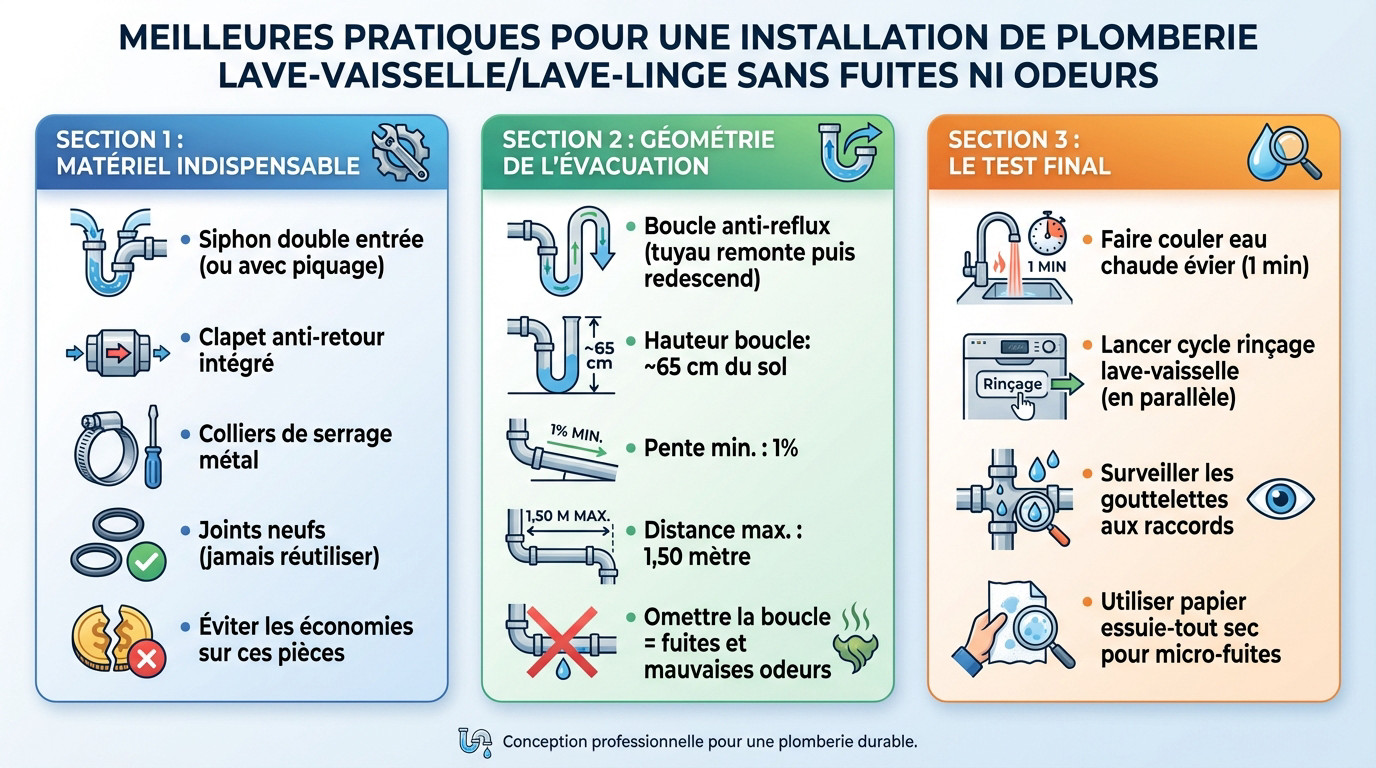 Installation plomberie lave-vaisselle sans fuite ni odeur