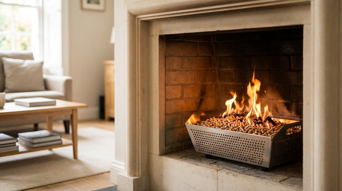 Cheminée avec un feu