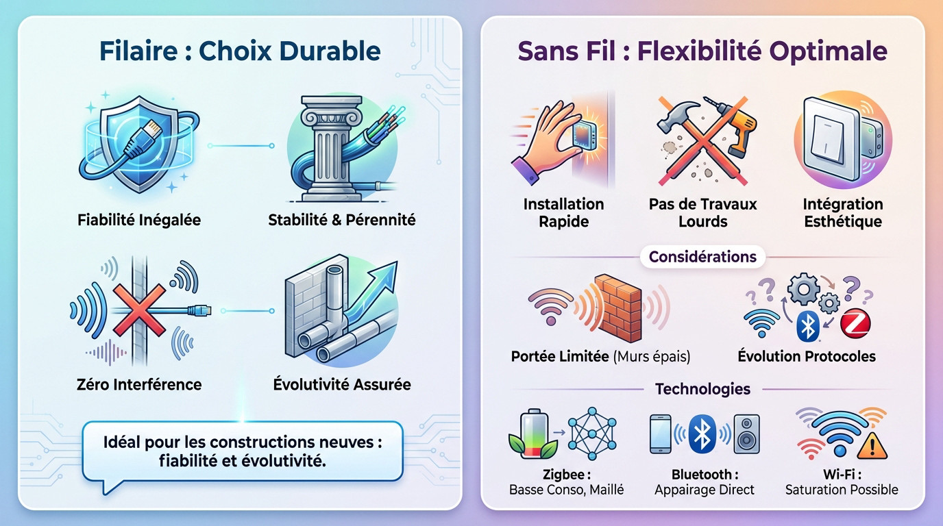 Comparaison technique entre une installation domotique filaire et une solution sans fil pour la maison