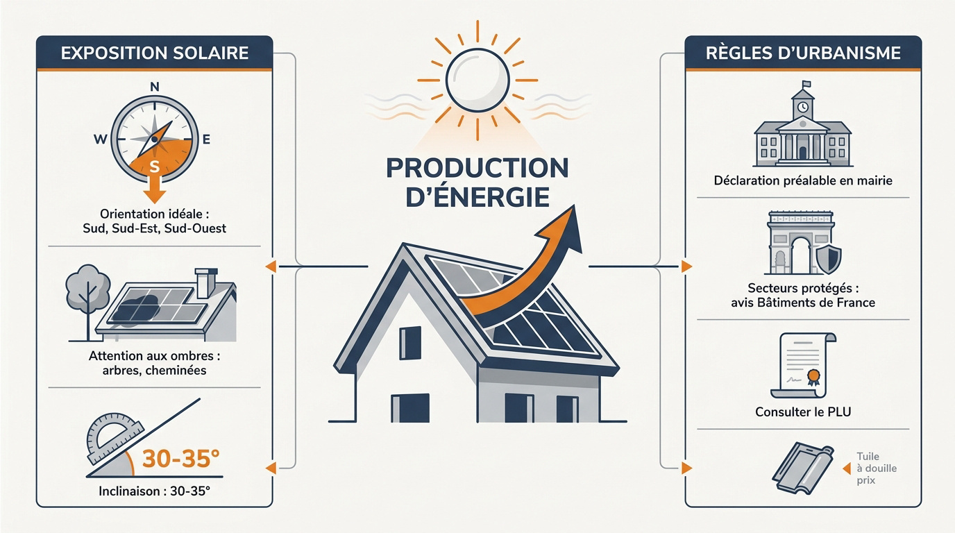 Analyse de l'exposition solaire et des contraintes d'urbanisme pour une toiture photovoltaïque