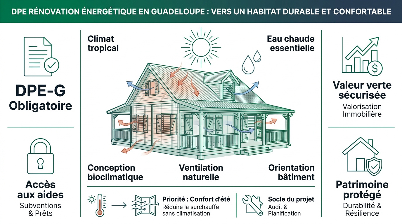 Maison créole bénéficiant d'un diagnostic de performance énergétique en Guadeloupe