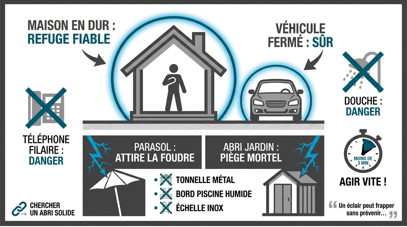 Protocole de sécurité et mise à l'abri face aux dangers de la foudre en extérieur