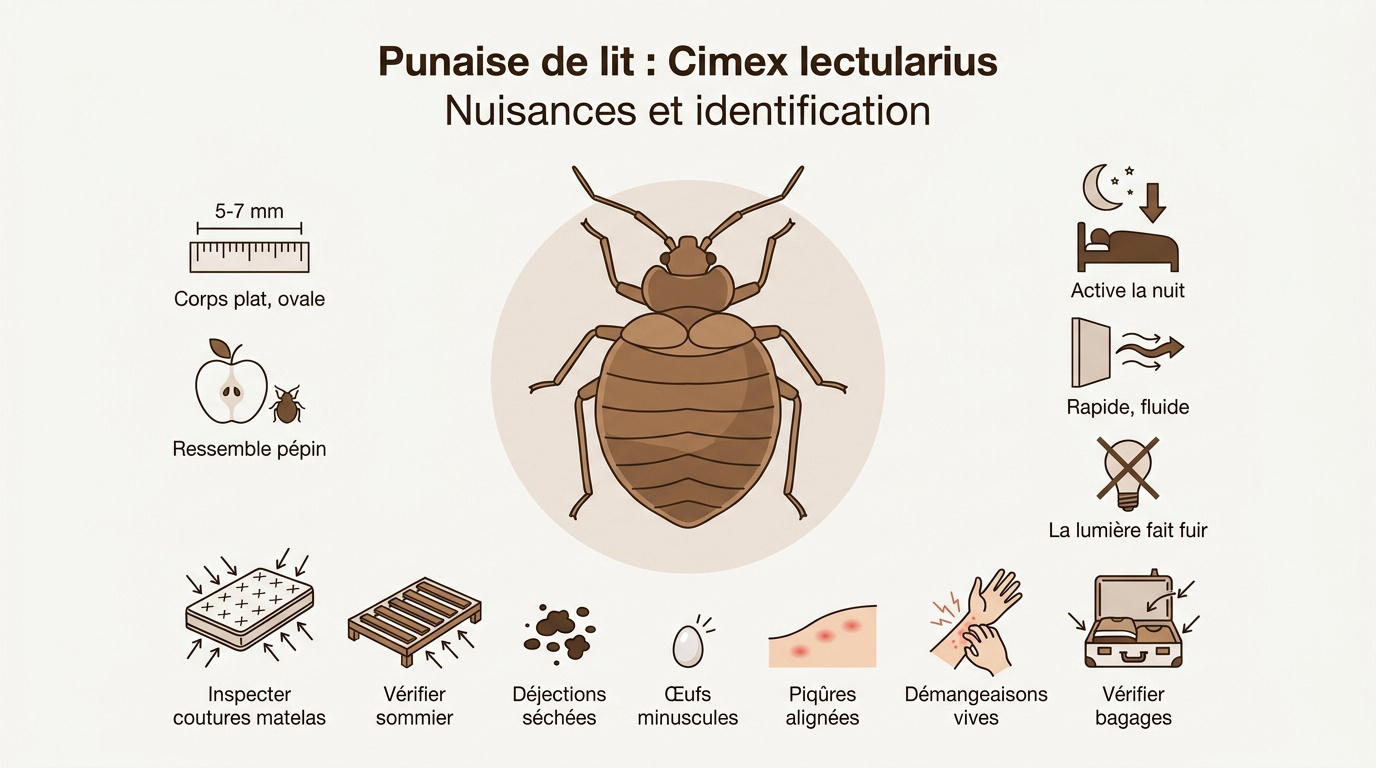 Gros plan sur une punaise de lit marron sur un textile de maison